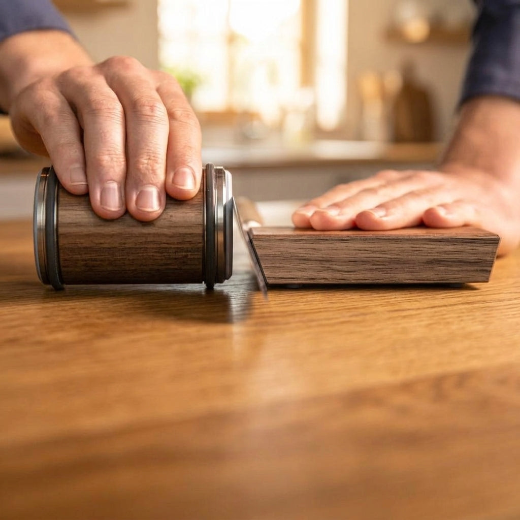 Affûtage d’un couteau avec un aiguiseur à rouleau Afbeelding